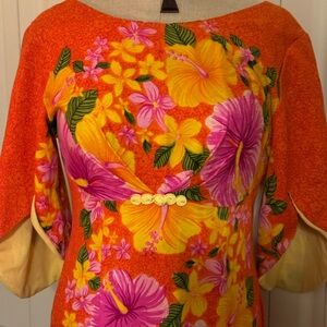 True Vintage 1960-1970’s Barkcloth Hawaiian Dress Sears Hawaii SOLD $120
